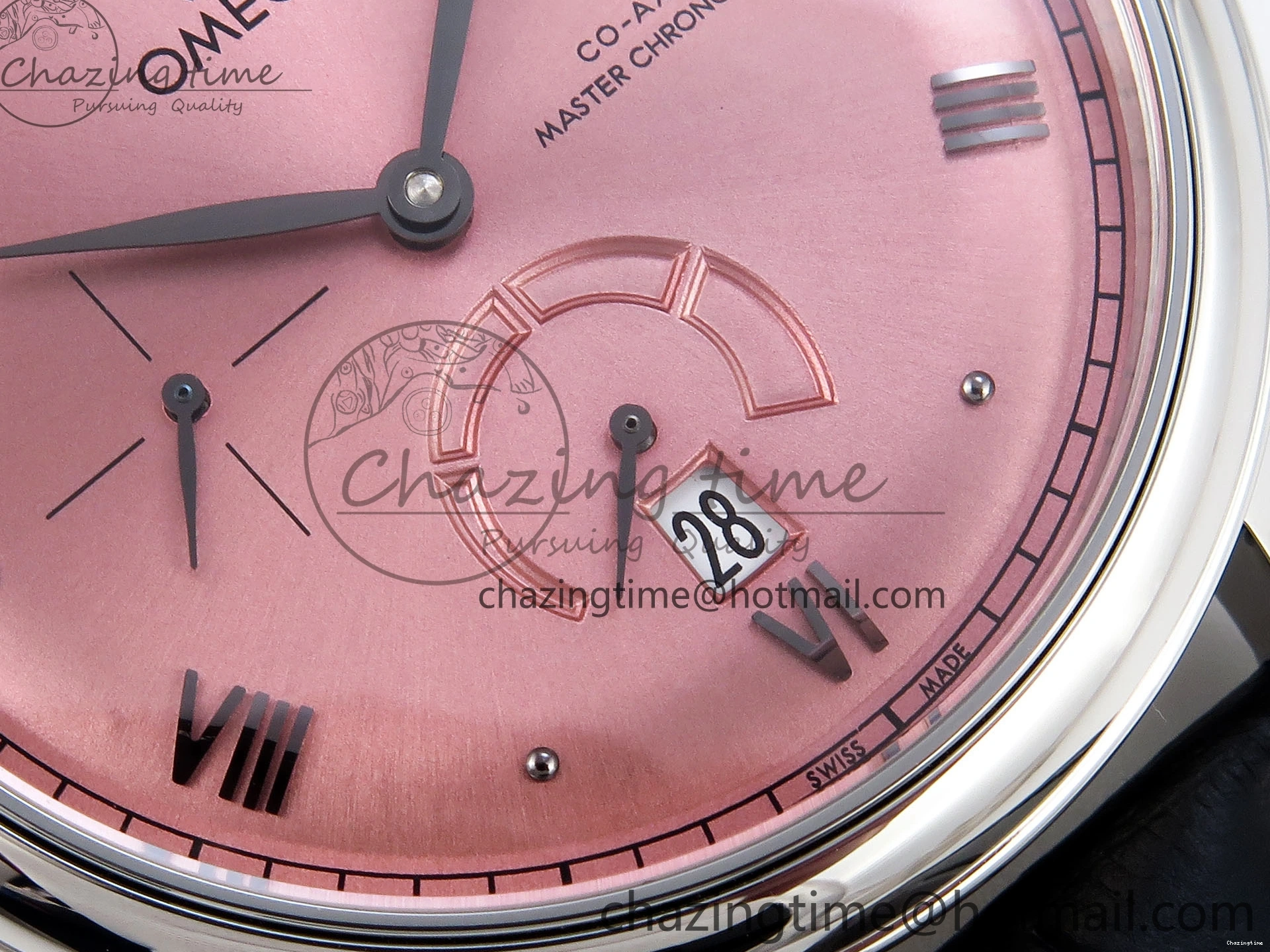 0421 AllSeason De Ville Power Reserve SS MKF 1:1 Best Edition Pink Dial on Black Leather Strap 7738